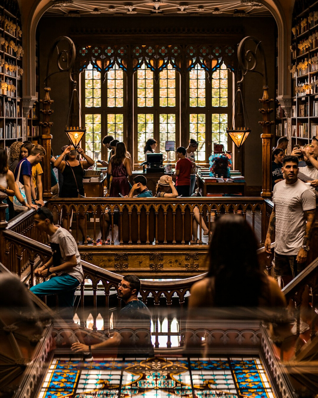 Quiet reading hall in a historic library
